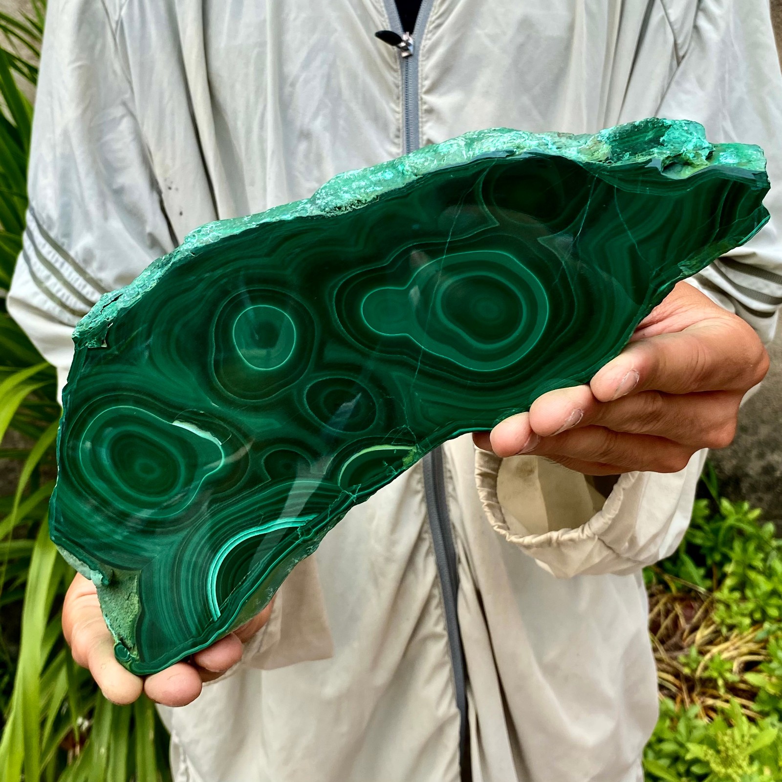 2.6LB Natural malachite slice quartz crystal luster mineral specimen