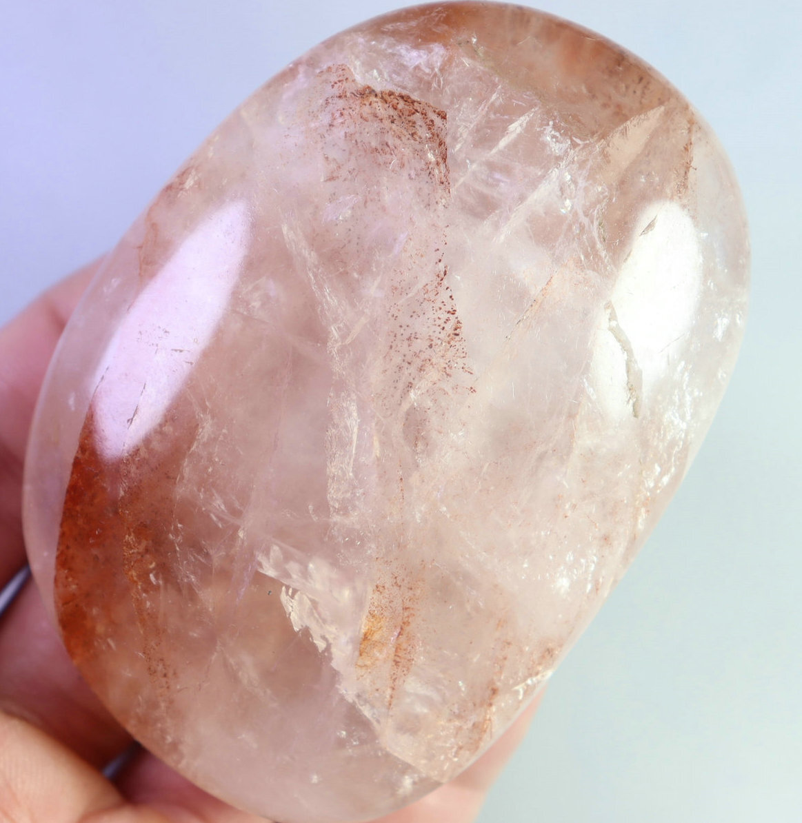 Natural RED FIRE Hematoid Quartz Crystal Palm Stone Reiki Healing Energy