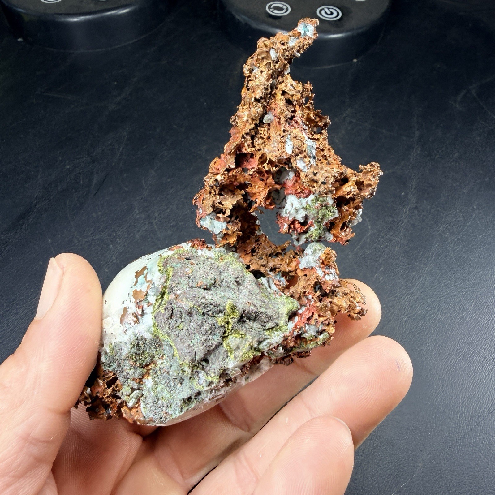 Datolite on Copper with Epidote from Caledonia Mine, Michigan *VIDEO*