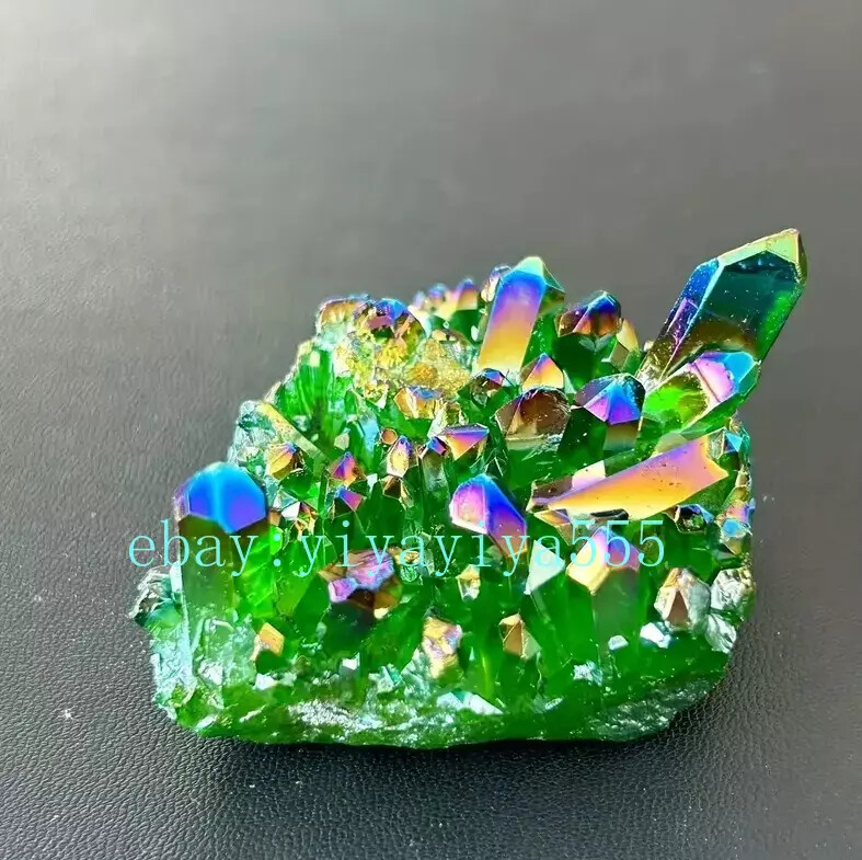 90-120G Green Angel Aura Quartz Crystal Cluster Titanium Crystal Geode Chunk