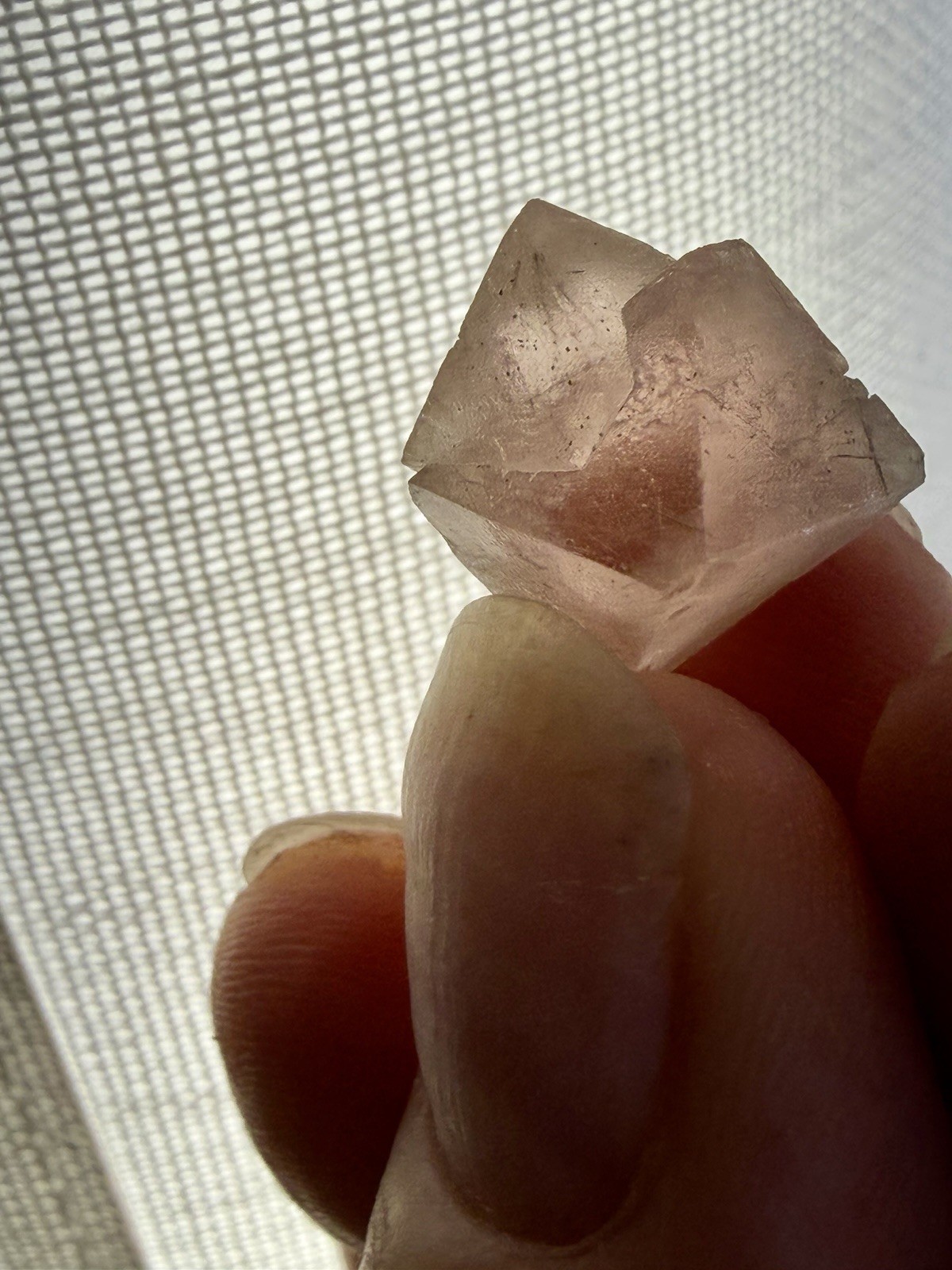 Pink Octahedral Fluorite With Side Rider, From Inner Mongolia, China