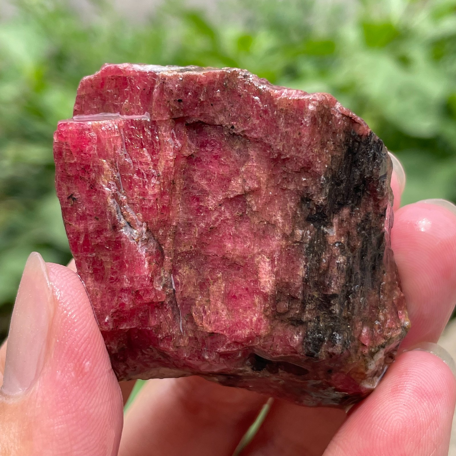 98g Small Raw Ore Red Black Rhodonite Quartz Gemstone Mineral Specimen