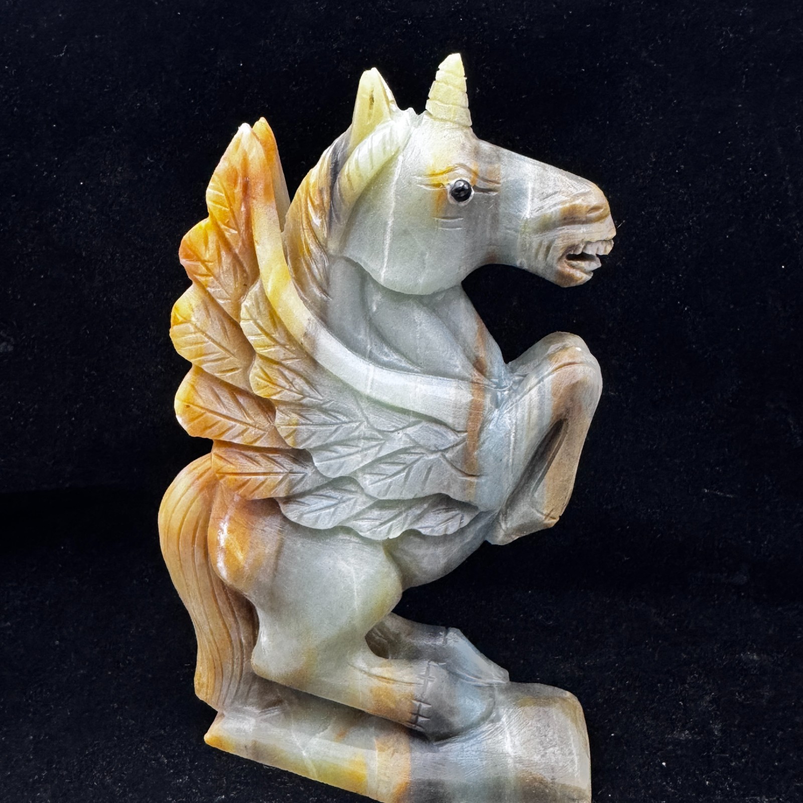 Hand Carved Amazonite Pegasus Statue – Healing Crystal Horse Spiritual Decor
