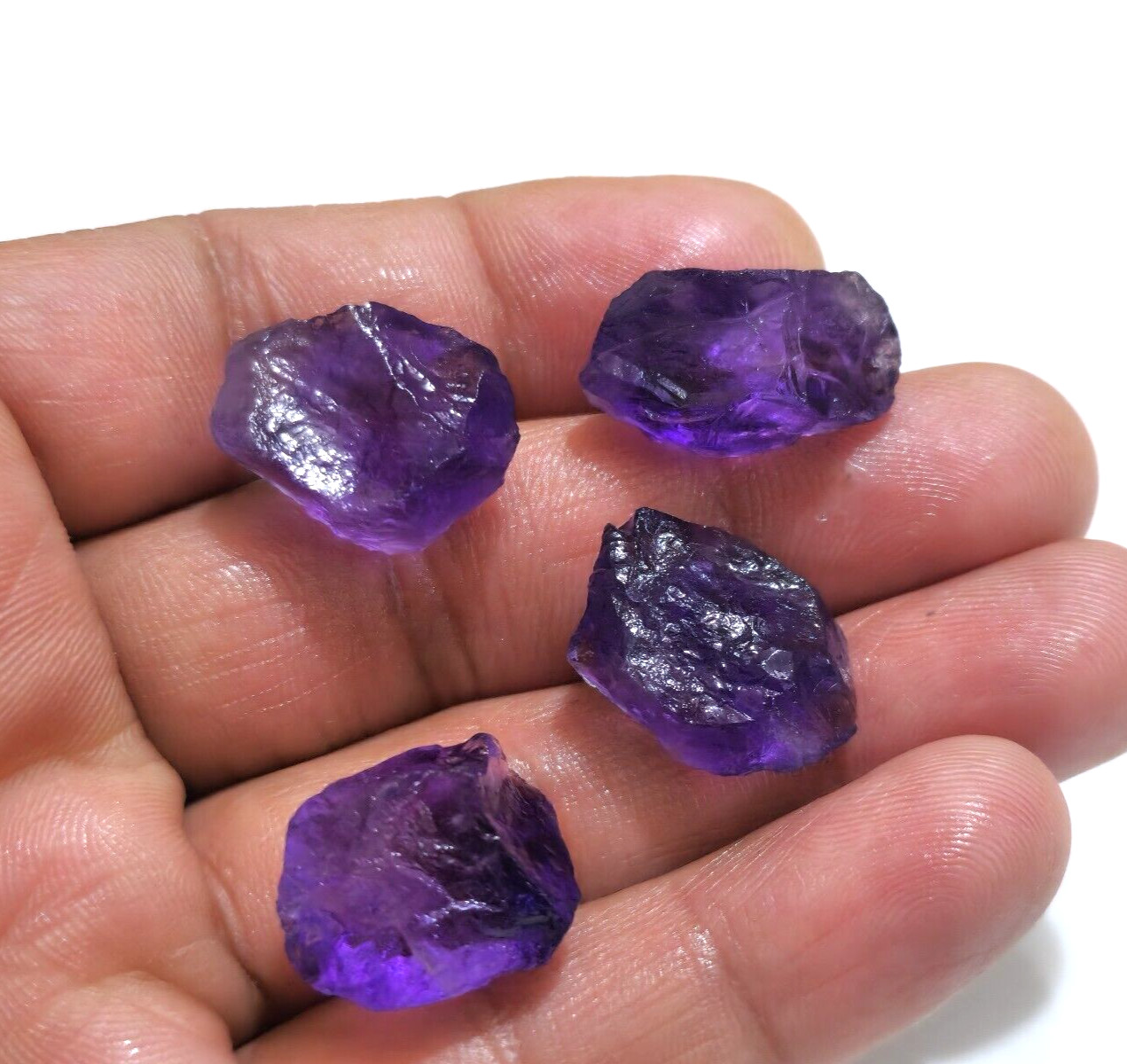 Attractive Purple Amethyst Rough 4 Pcs 18-23 mm Size Loose Gemstone For Jewelry