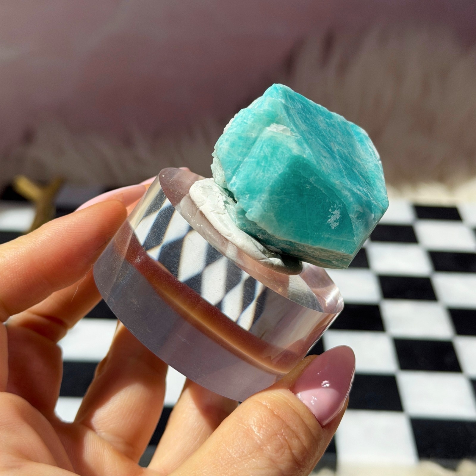 Lake George Amazonite on Acrylic Display 2.5oz
