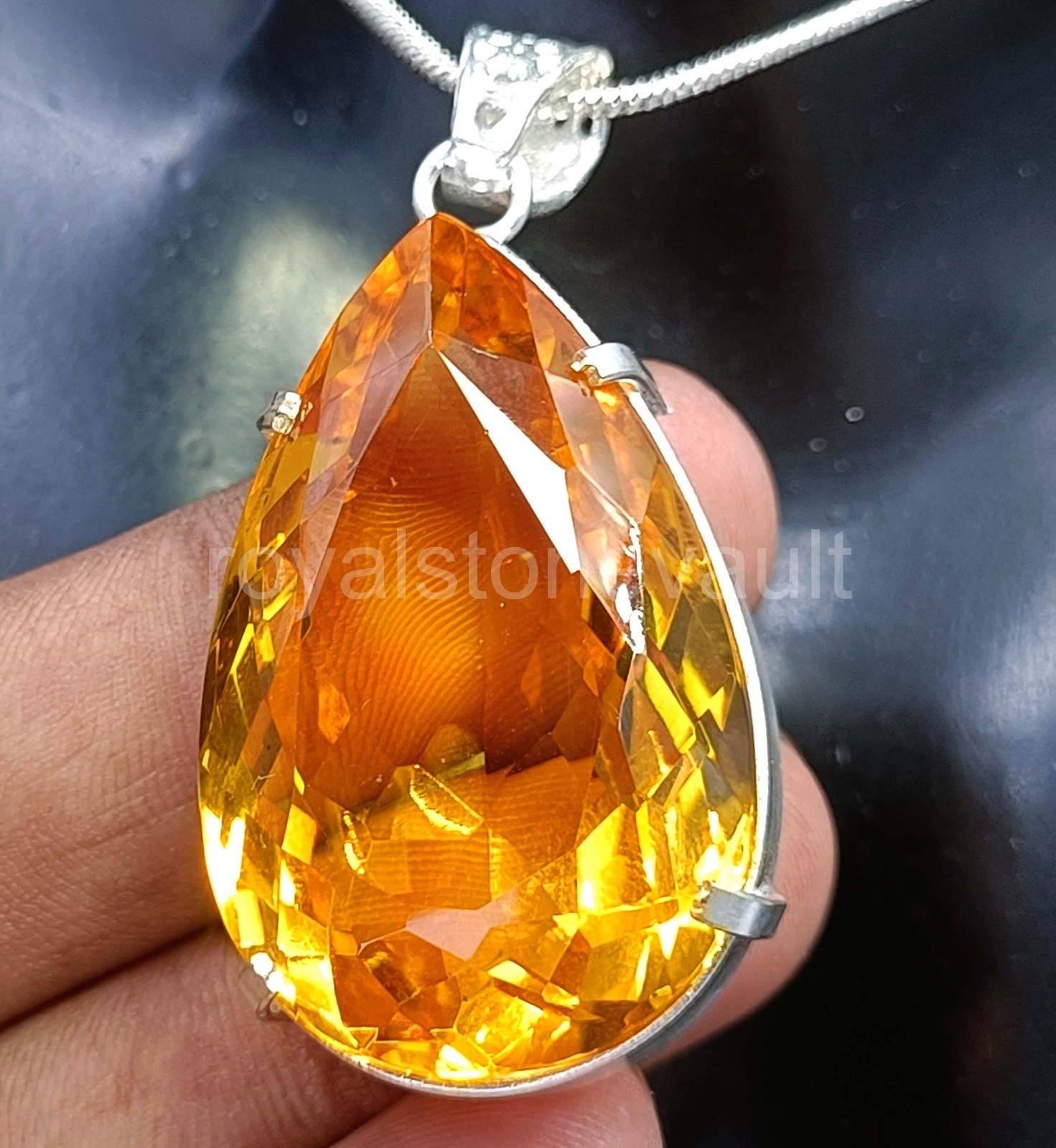 100.5Ct Natural Yellow Sapphire Pendant Pear Shape 925 Silver IGL Certified 5JOY