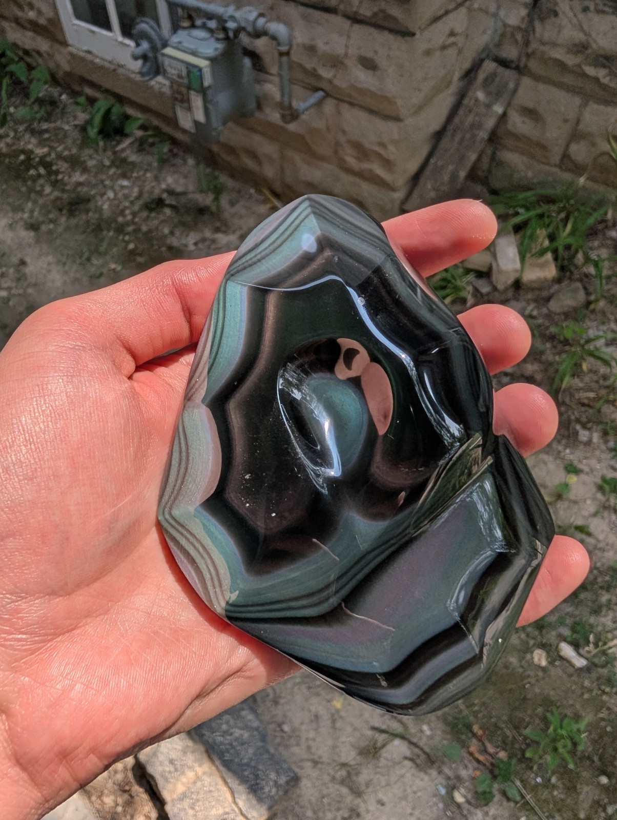High-Grade Mexican Rainbow Obsidian Eye Freeform – 1.18 lb – Multicolor Flash