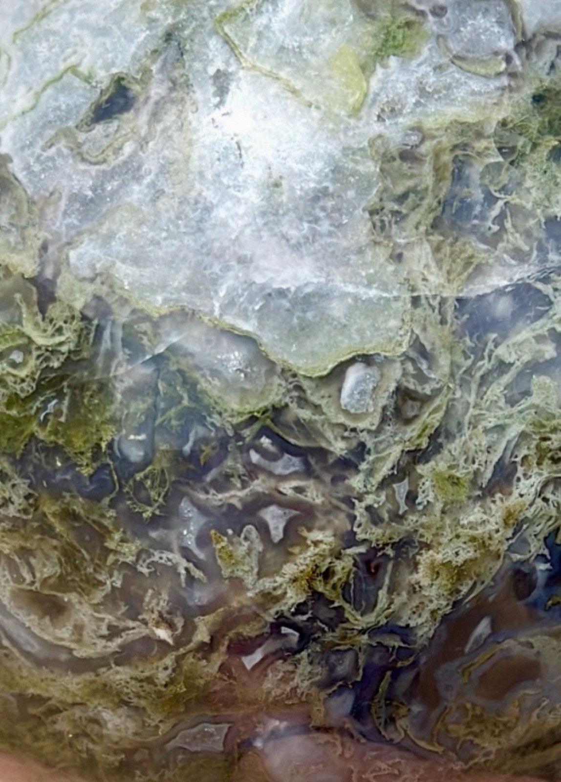 XLarge Moss Agate Sphere 4.5 lb 4” Crystal Ball Druzy Quartz Natural Green