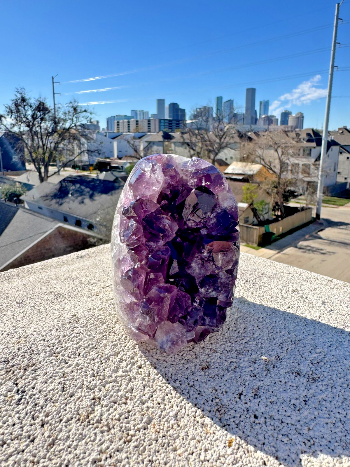 Amethyst Geode Crystal Cluster | 1 lb 14 oz | All Natural, Cut-Base |