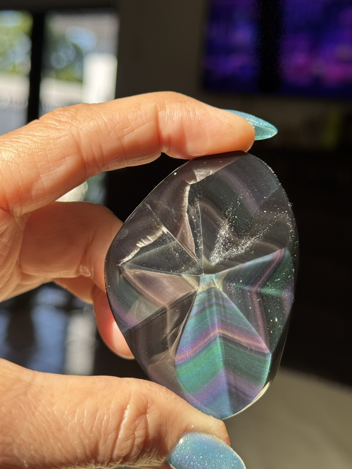 Rainbow Obsidian Crystal Puffy Star Free Form
