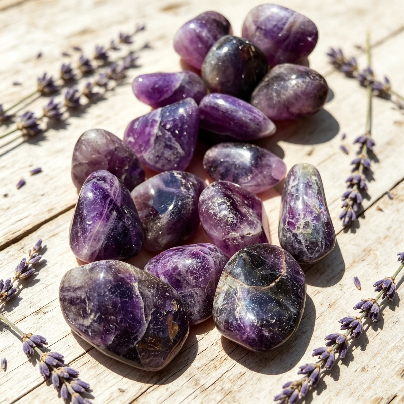 Natural Amethyst Rolled Stone Healing Crystal Reiki Chakra Meditation Gemston