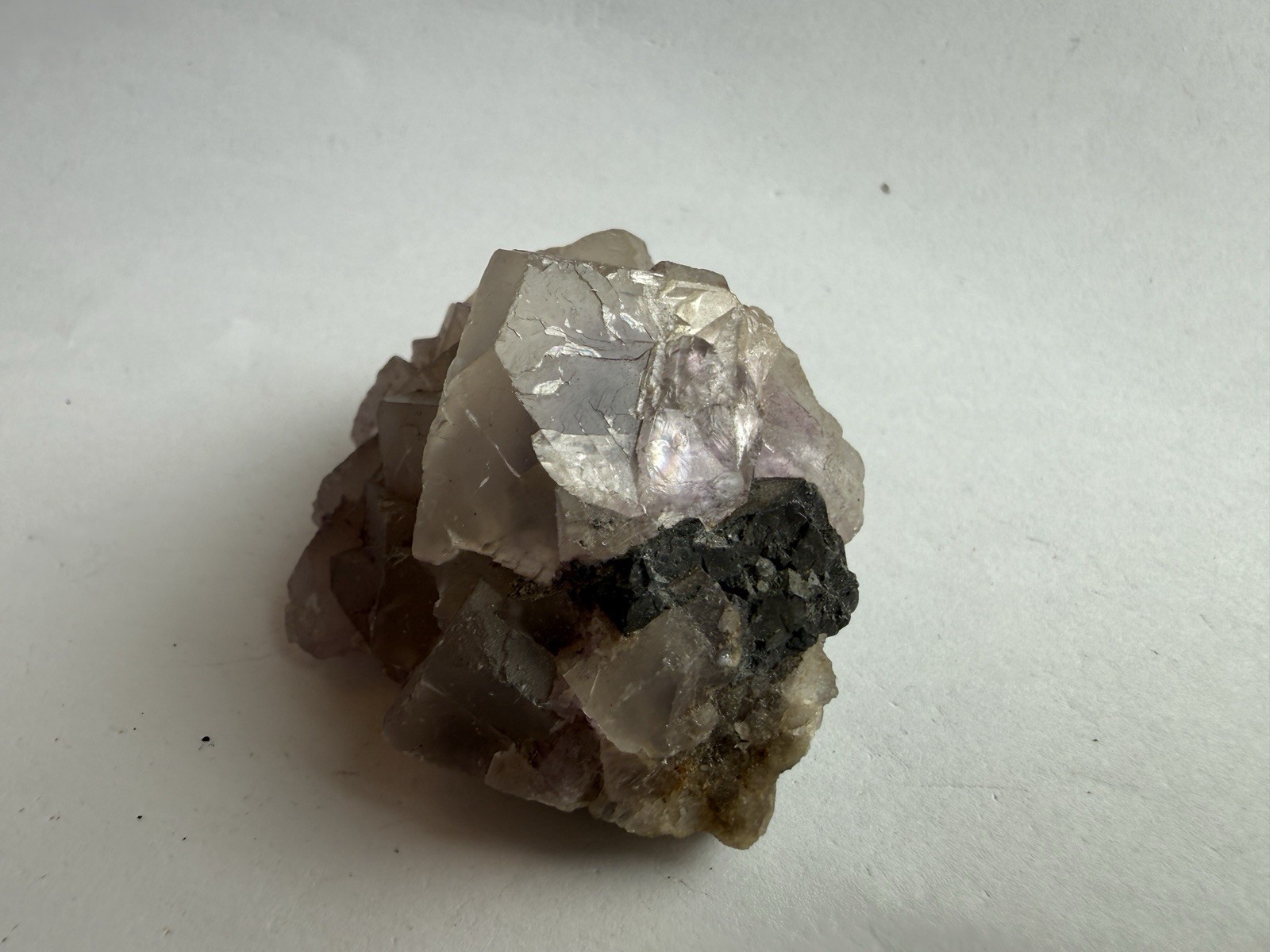 450g Transparent Light Purple Cubic Fluorite Crystal Cluster Mineral Specimen