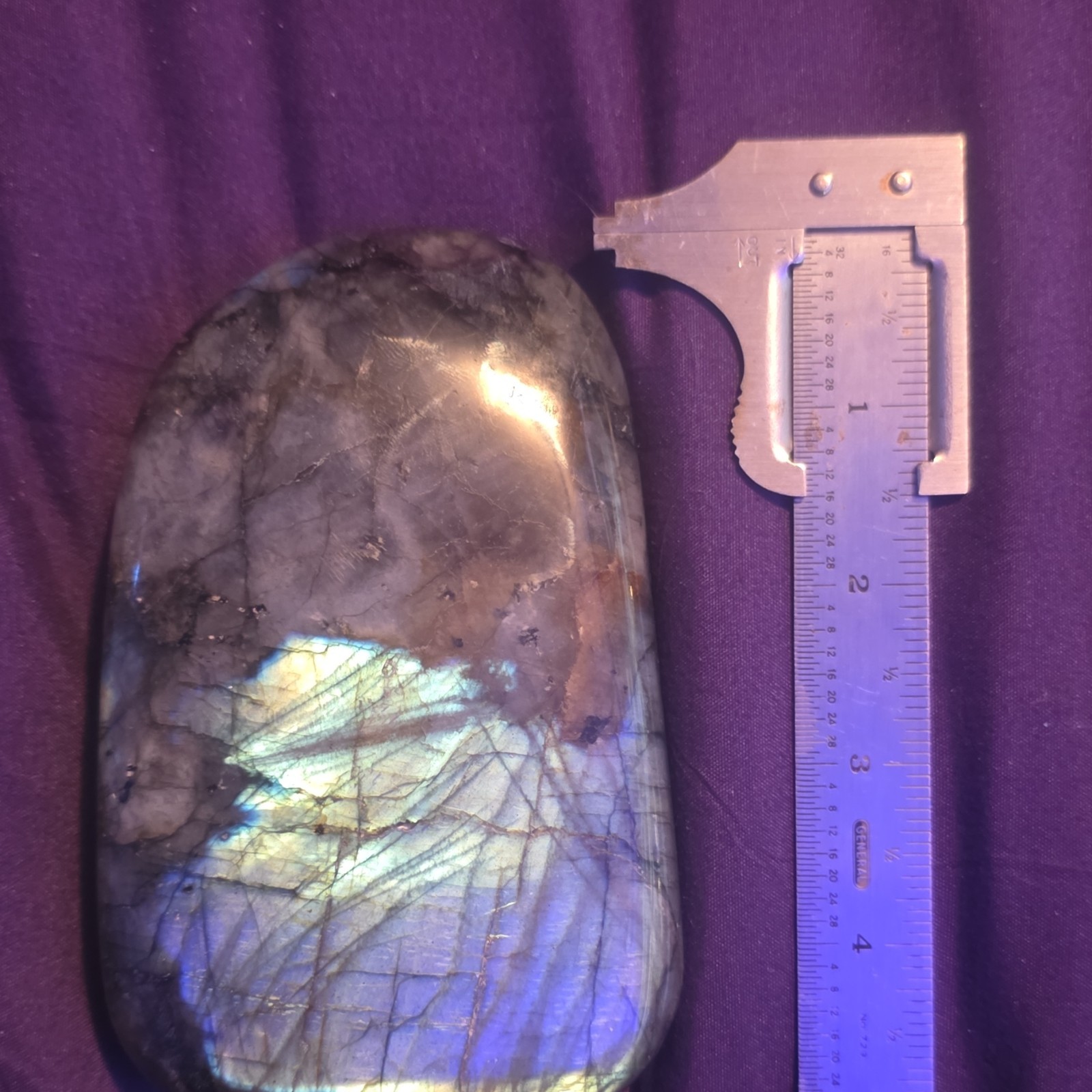 Polished Labradorite Freeform Crystal Iridescent Blue-Green Display Specimen
