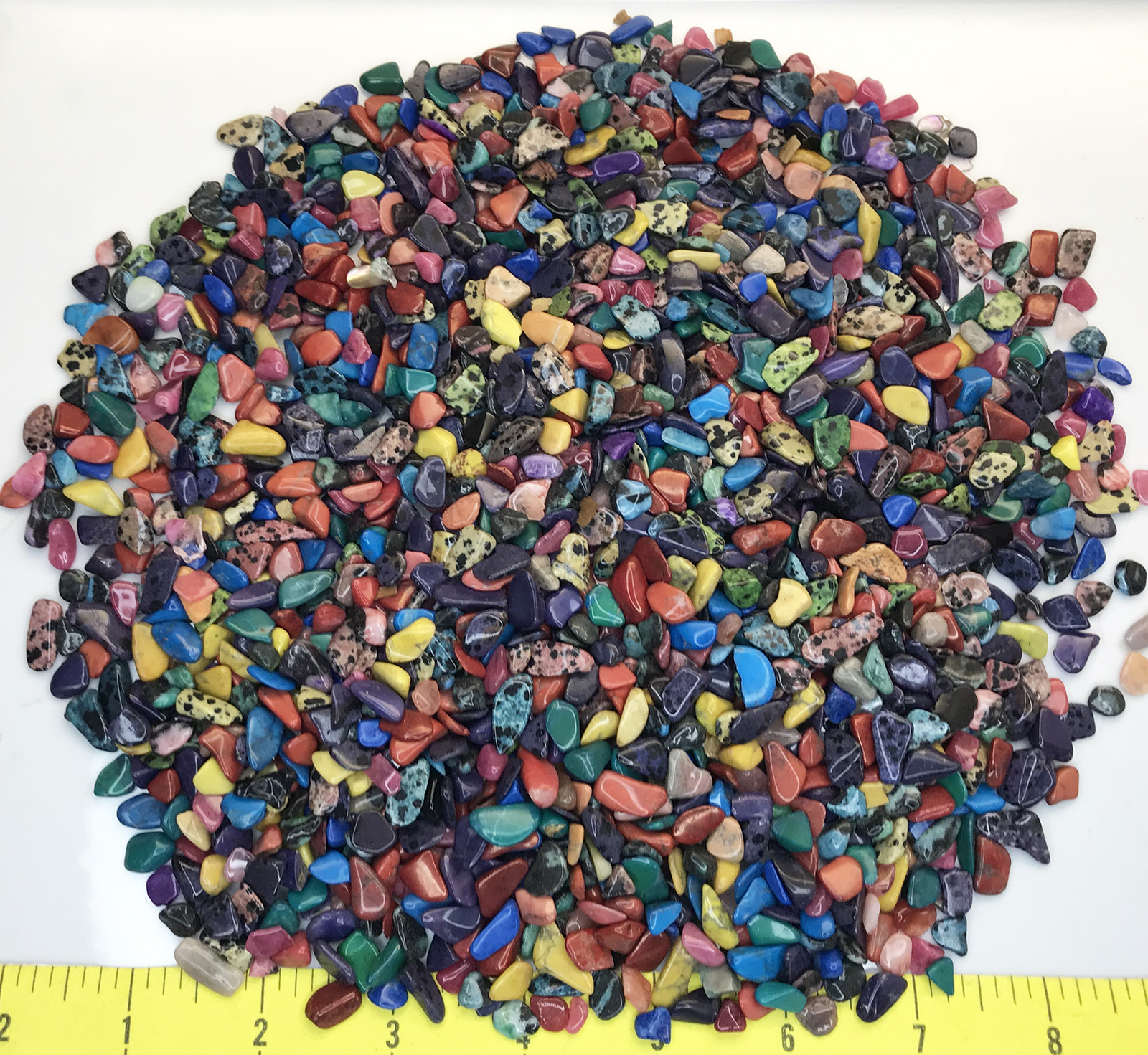 Gemstone Mix Dyed XX-Small (1/4-3/8″) polished mixed gemstones. 1/2 lb.