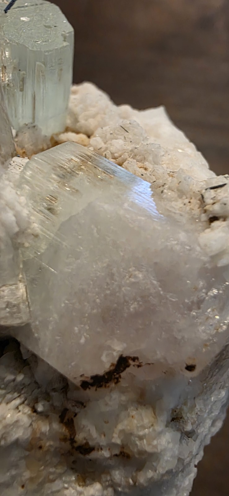 Aquamarine with Morganite Zoning, Feldspar, Muscovite