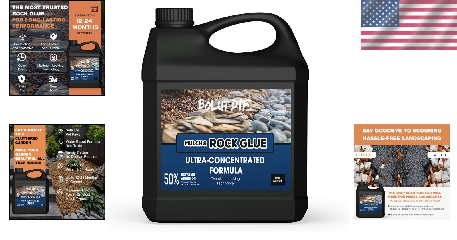 68 OZ Mulch Glue for Landscaping, Rock Glue for Landscaping and Stabilizing Mulc