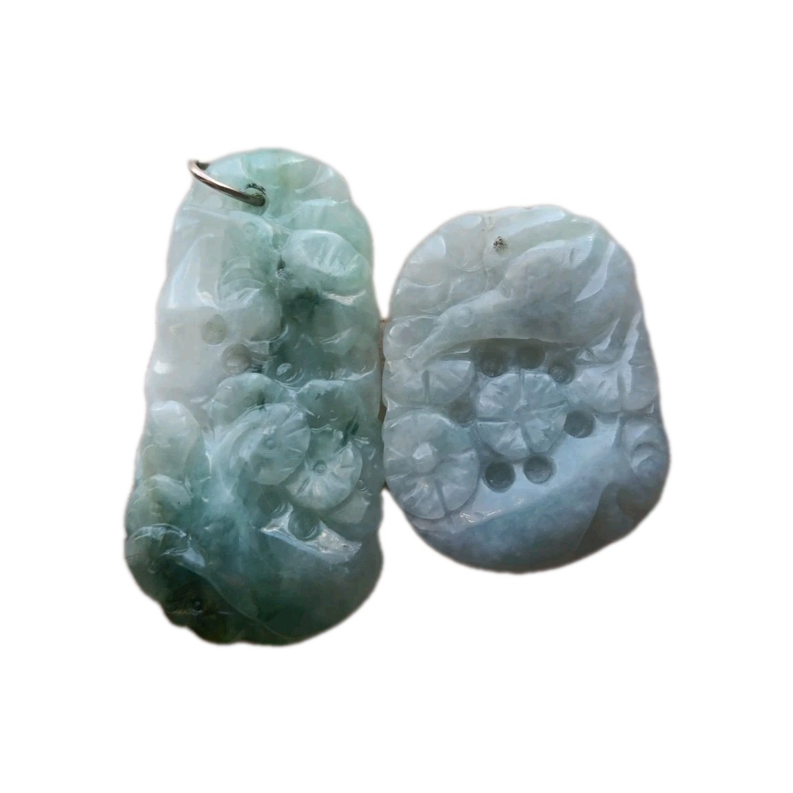 2 Genuine Natural Jadeite Jade Polished Stones Gems Hand Carved Pendant Optional