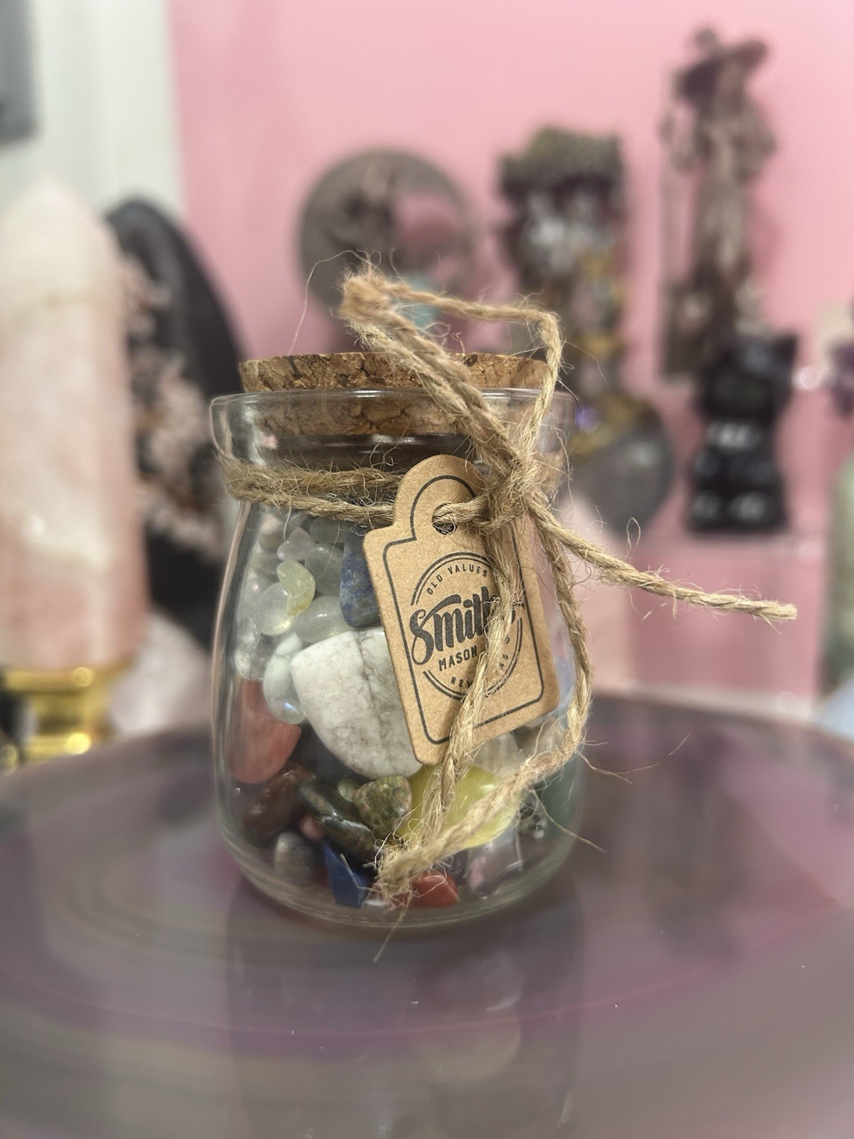 Glass Mason Jar Of Chips Tumbles Carvings