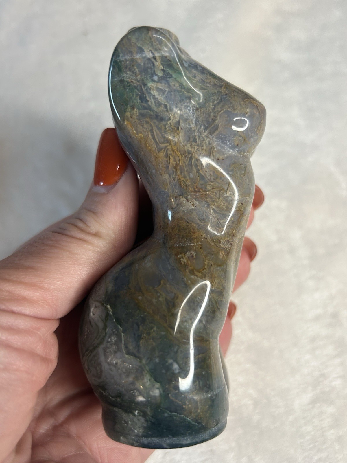 4” Moss Agate Goddess Lady Body Carving | Natural Crystal Statue
