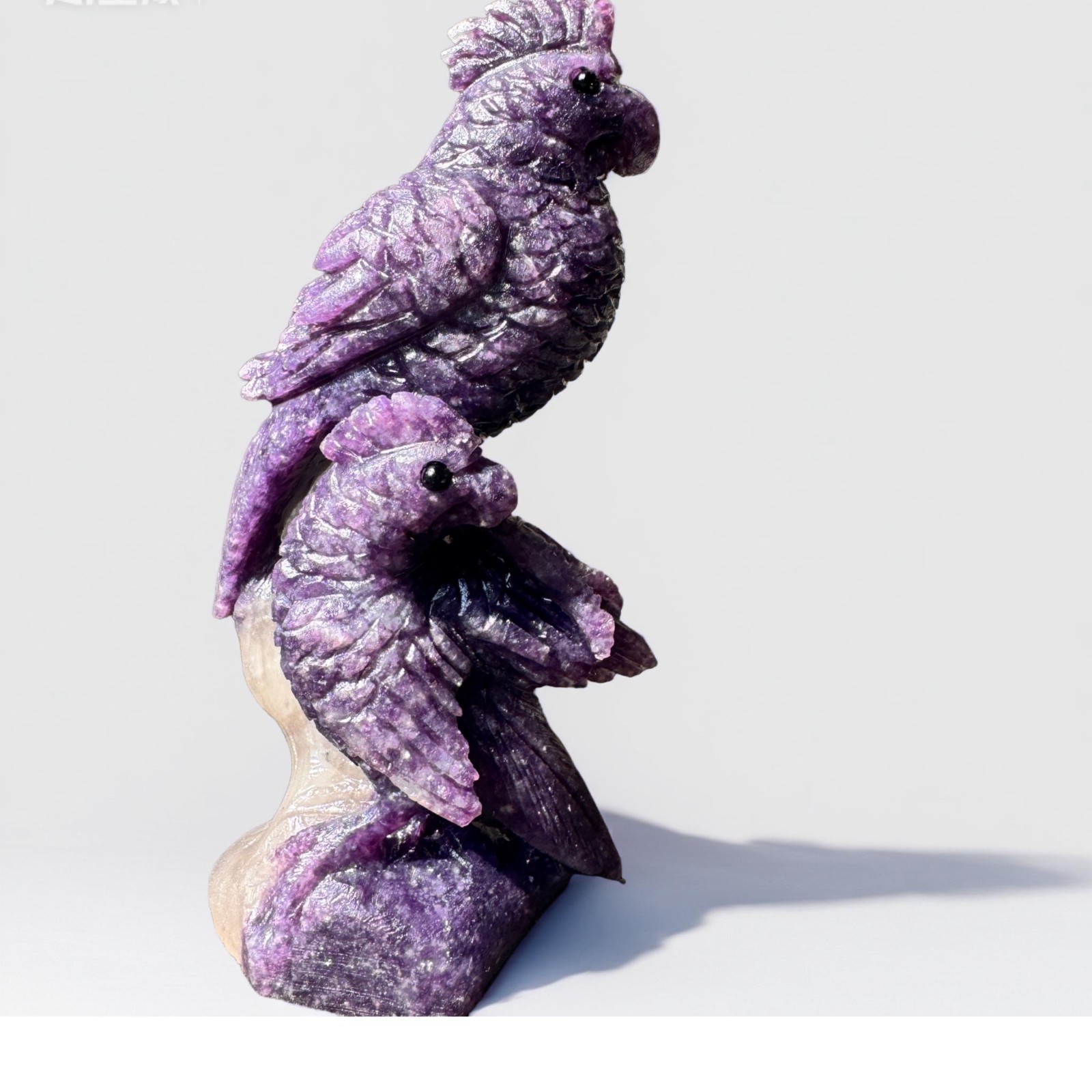 6.3IN Hand Carved Natural Lilac Stone Parrot Sculpture, Crystal Bird Figurine