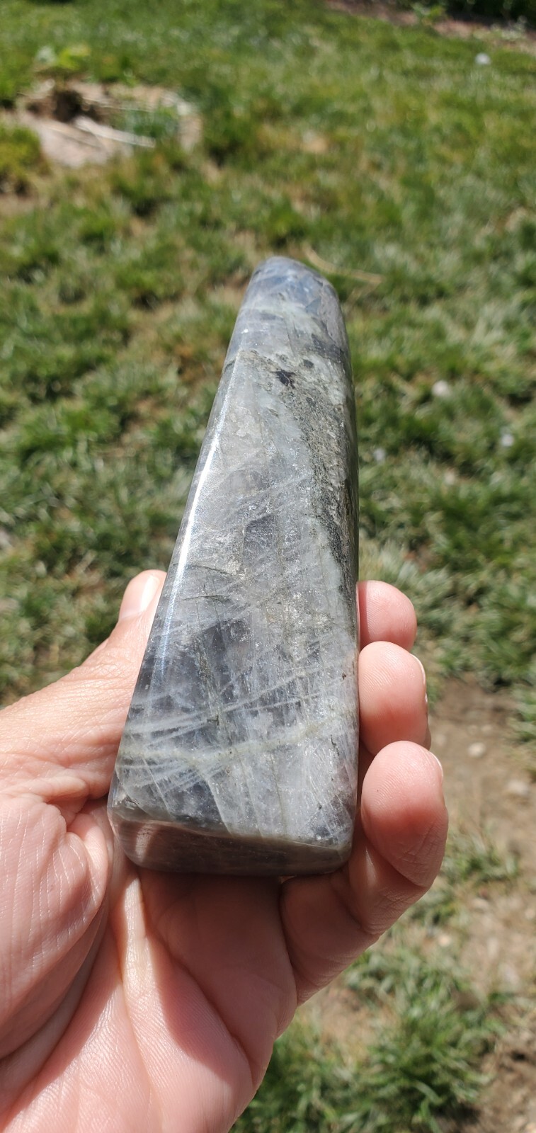 Labradorite Freeform Crystal, Yellow Flashes Decor 390g