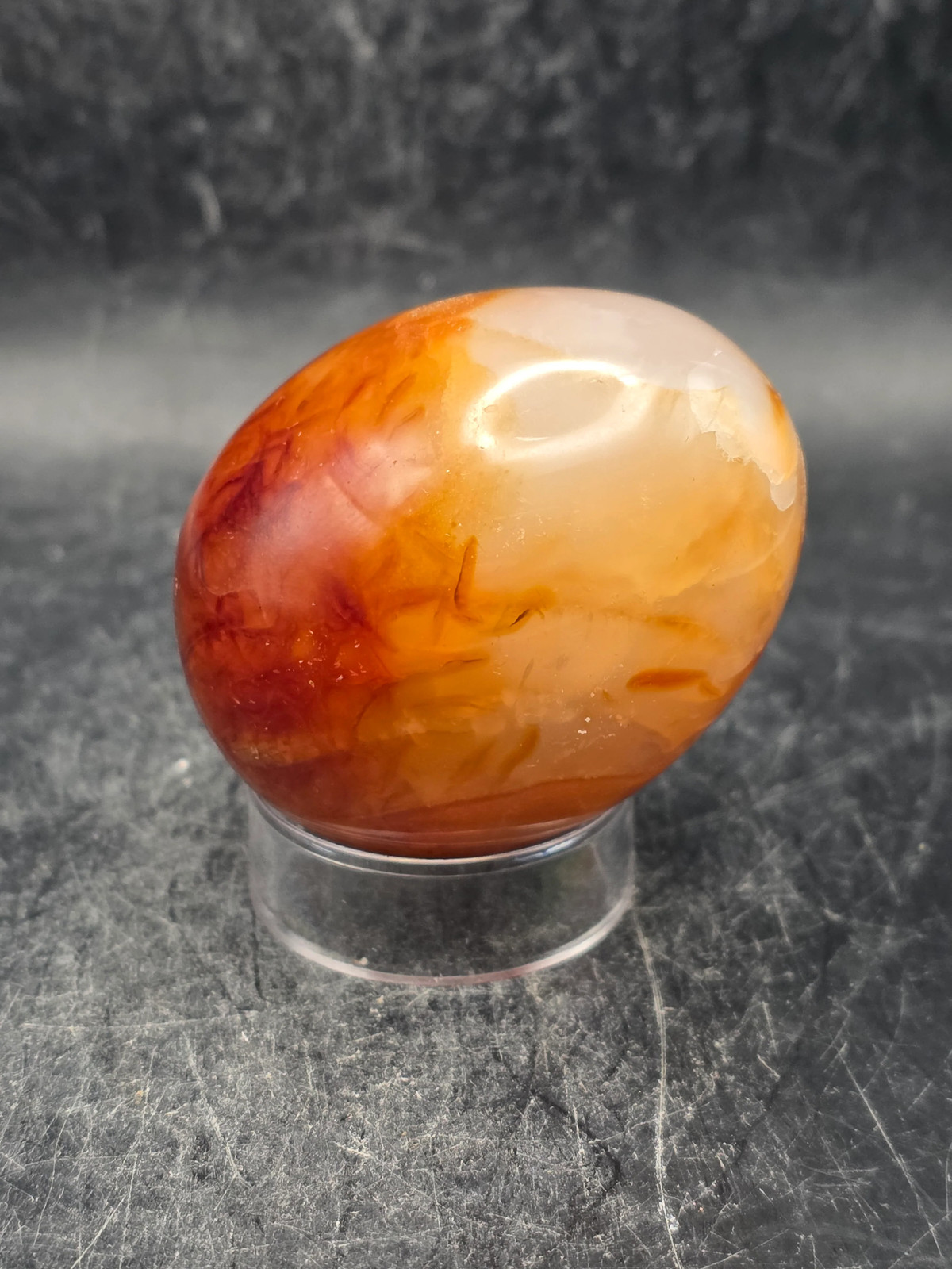 Druzy Carnelian agate egg! 4.5 ounces, 2 inches tall, 1.6″ wide