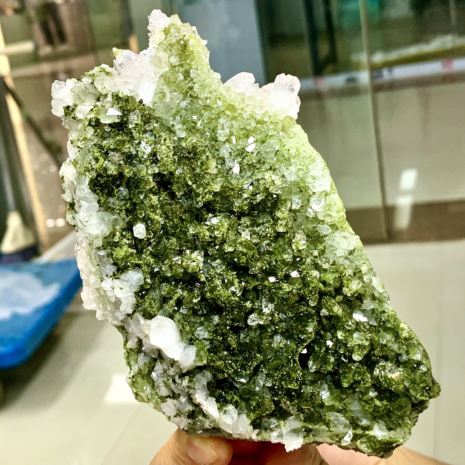 449G Natural green top-notch epidote quartz crystal minerals /Türkiye