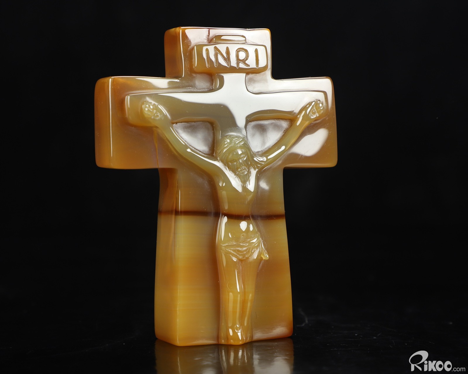 3.8″ Agate Hand Carved Crystal Jesus Cross Sculpture, Crystal Healing