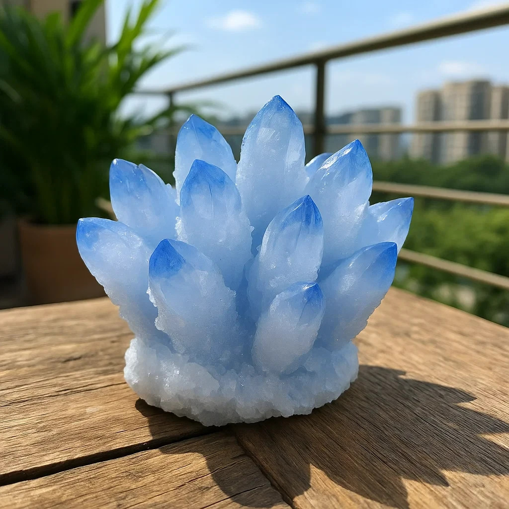 300g Rare Blue Quartz Crystal Cluster Rough Geode Healing Reiki Art Home Decor