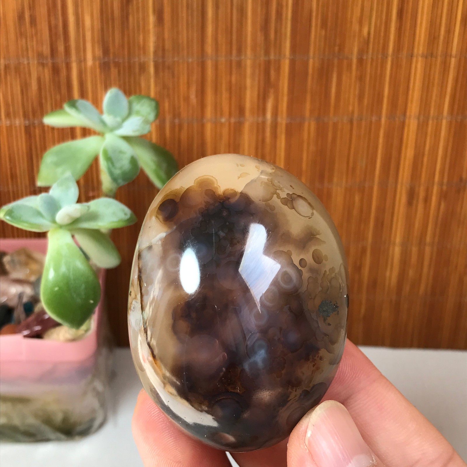 63-48-35mm Natural aquatic plants agate pretty Crystal specimens 145g A1882