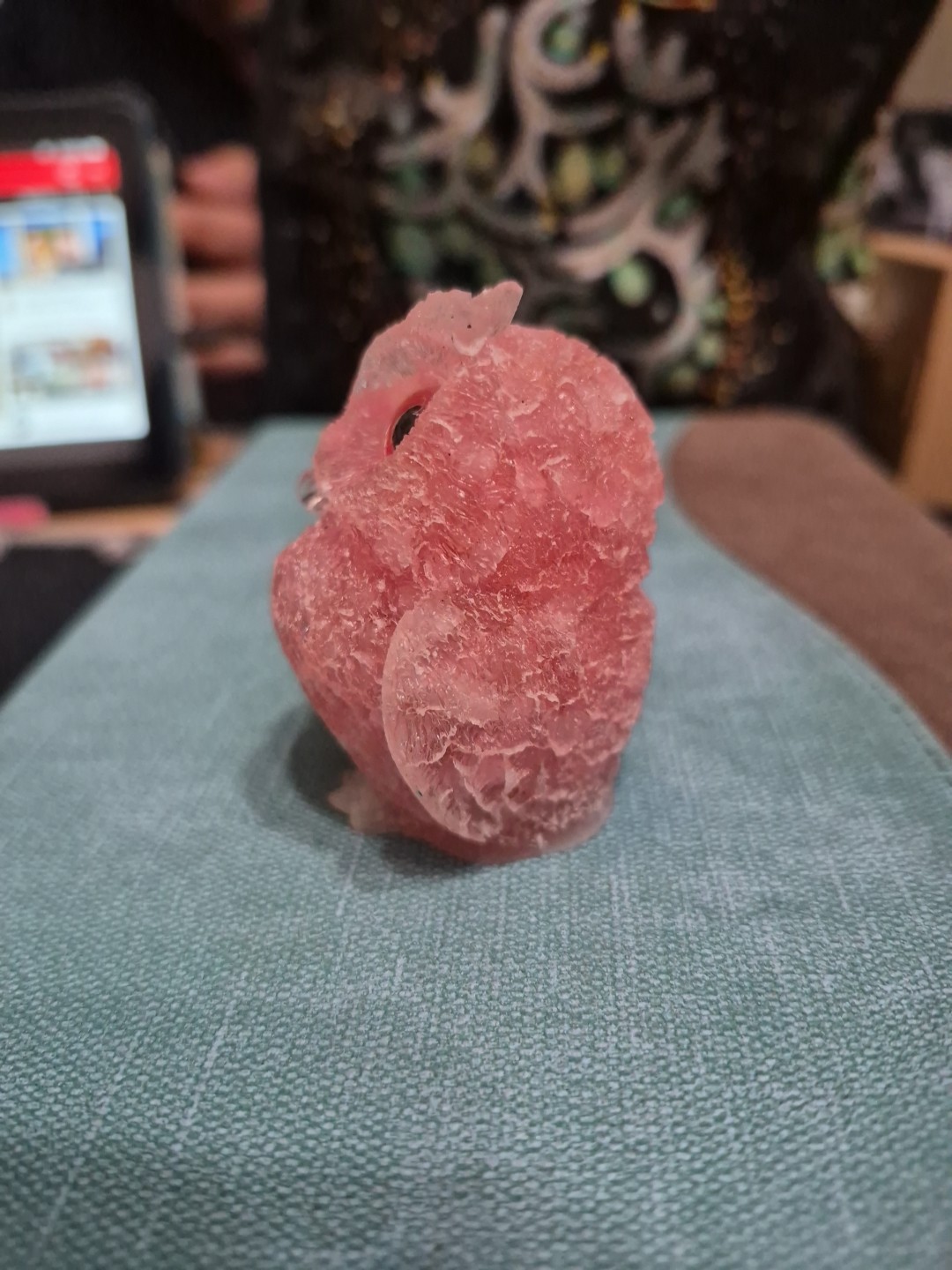 Natural Crystal Tumbled Stone Quartz Resin Filled Owl Decoration 2.5″