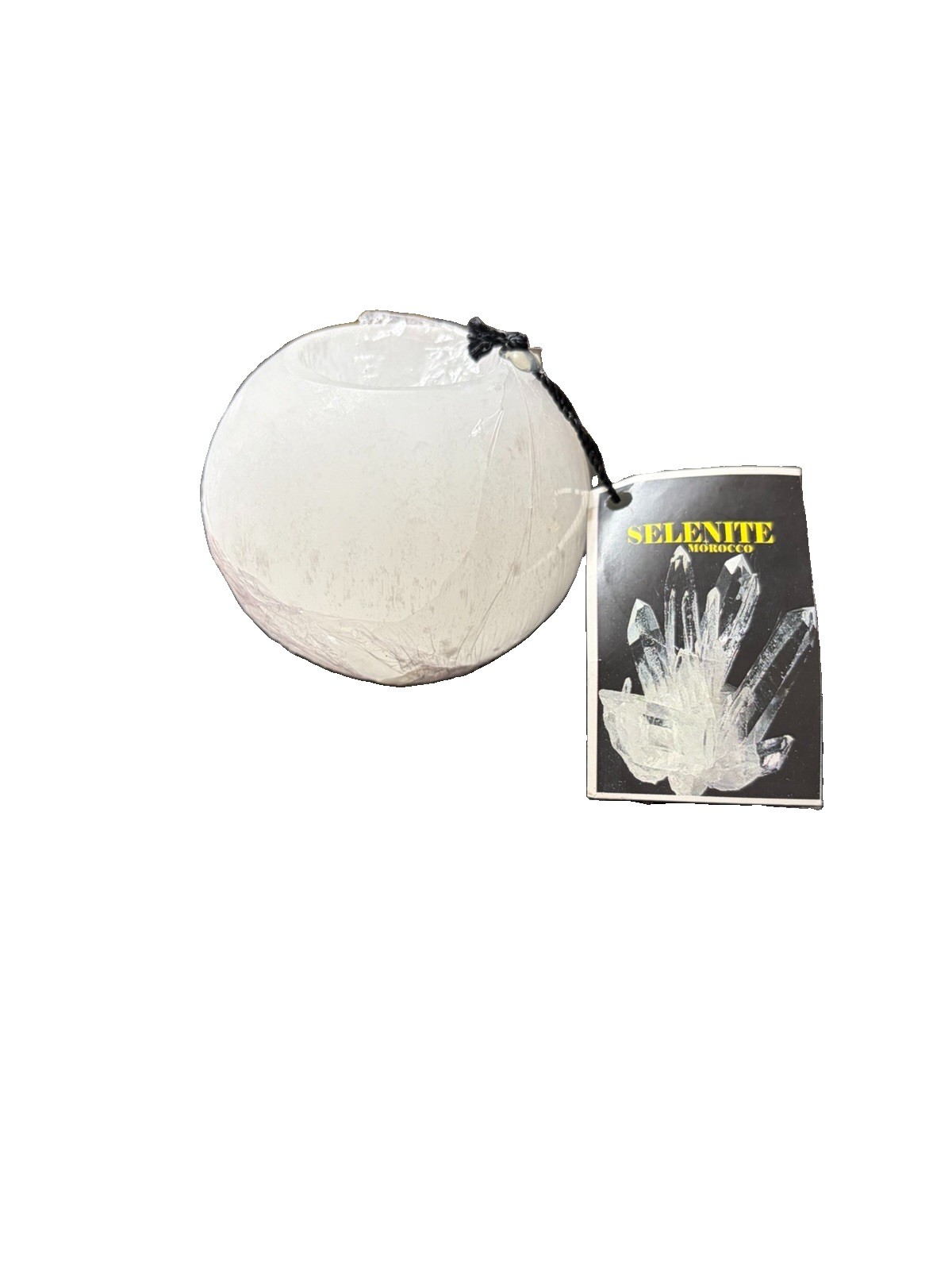 Spherical Selenite Candle Holder Crafted From A Natural Moroccan Selenite Crysta