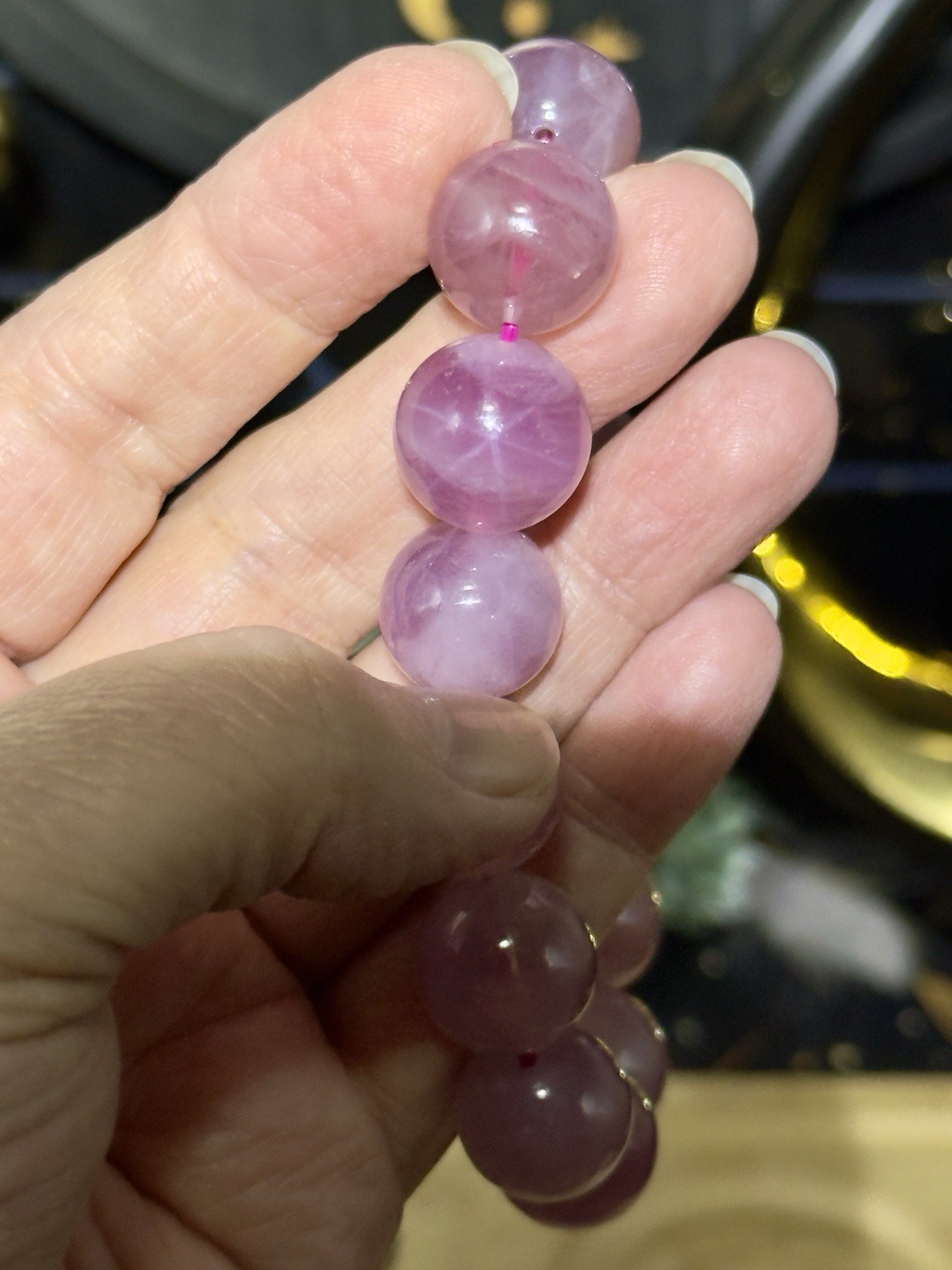 Natural HQ Madagascar Star Rose Quartz 15mm Beaded Bracelets Free shipping