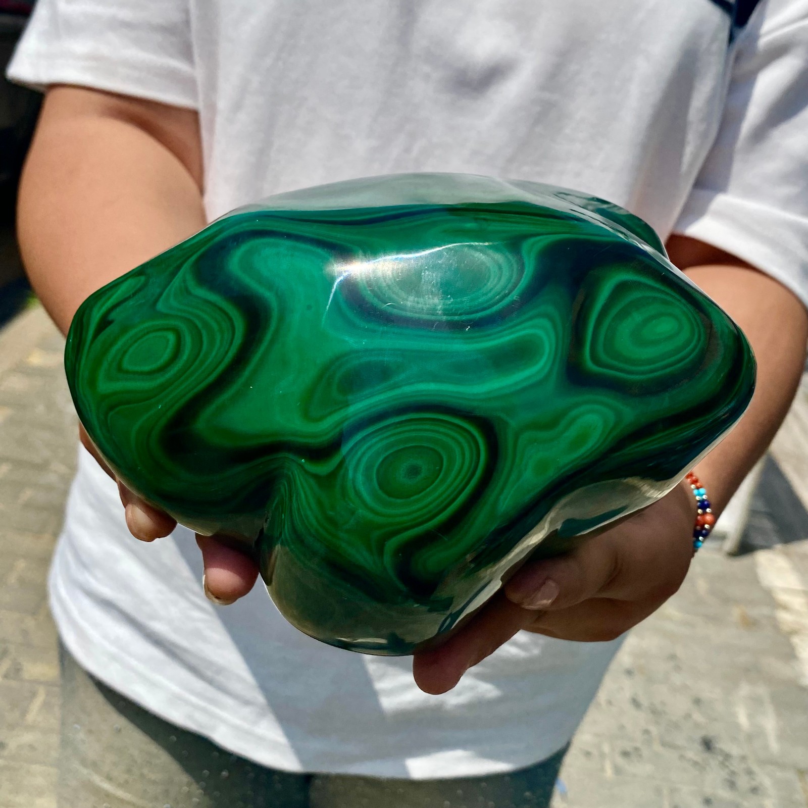 7.53LB Natural glossy Malachite transparent cluster rough mineral sample