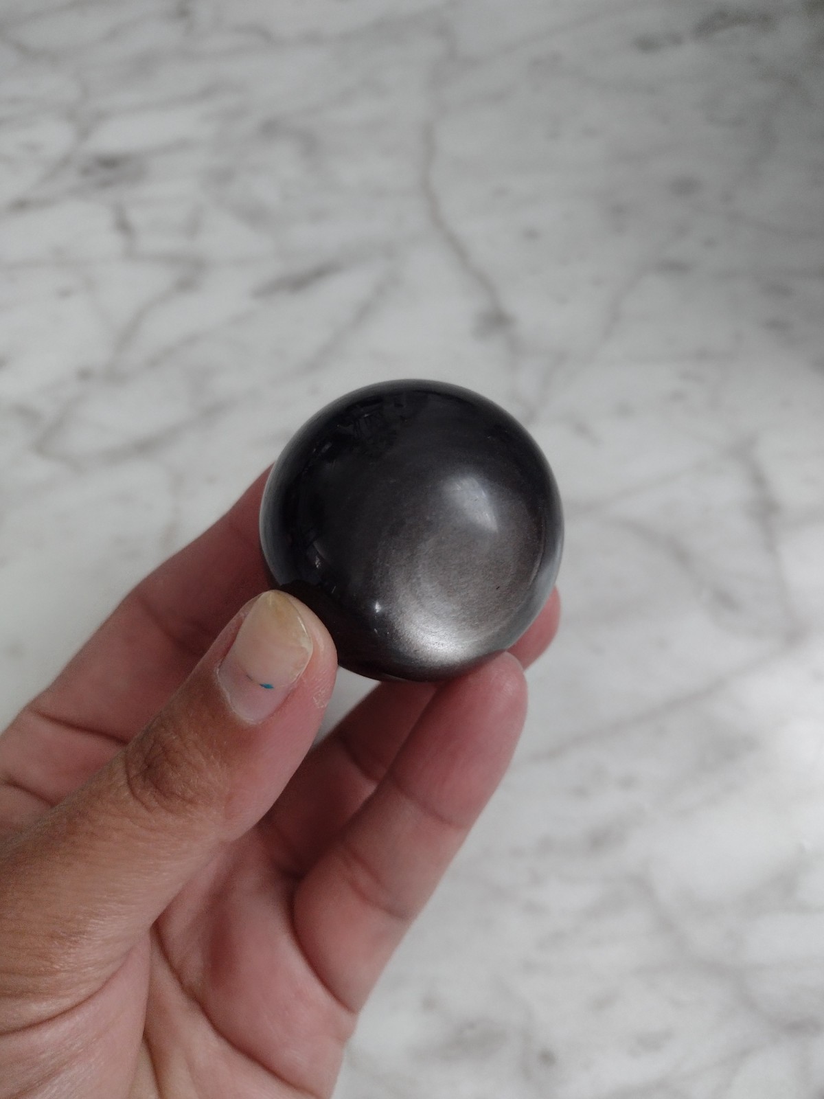 41mm Silversheen Obsidian Sphere Carving Crystal Stone Ball