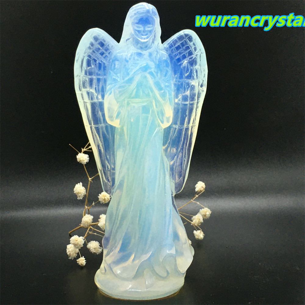 1pc Opalite crystal Quartz hand Carved crystal angel Reiki healing random 4.5″