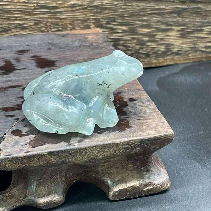Natural Labradorite Frog Quartz Crystal Stone Froggy Carved Healing Reiki Decor