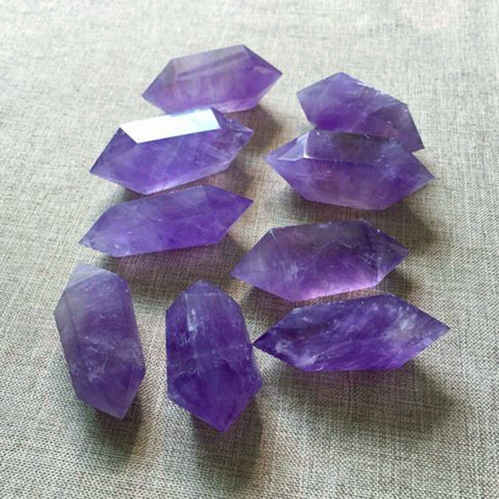 2pcs 30-60mm Natural Purple Amethyst Quartz Crystal Point Wand Obelisk Stone DIY