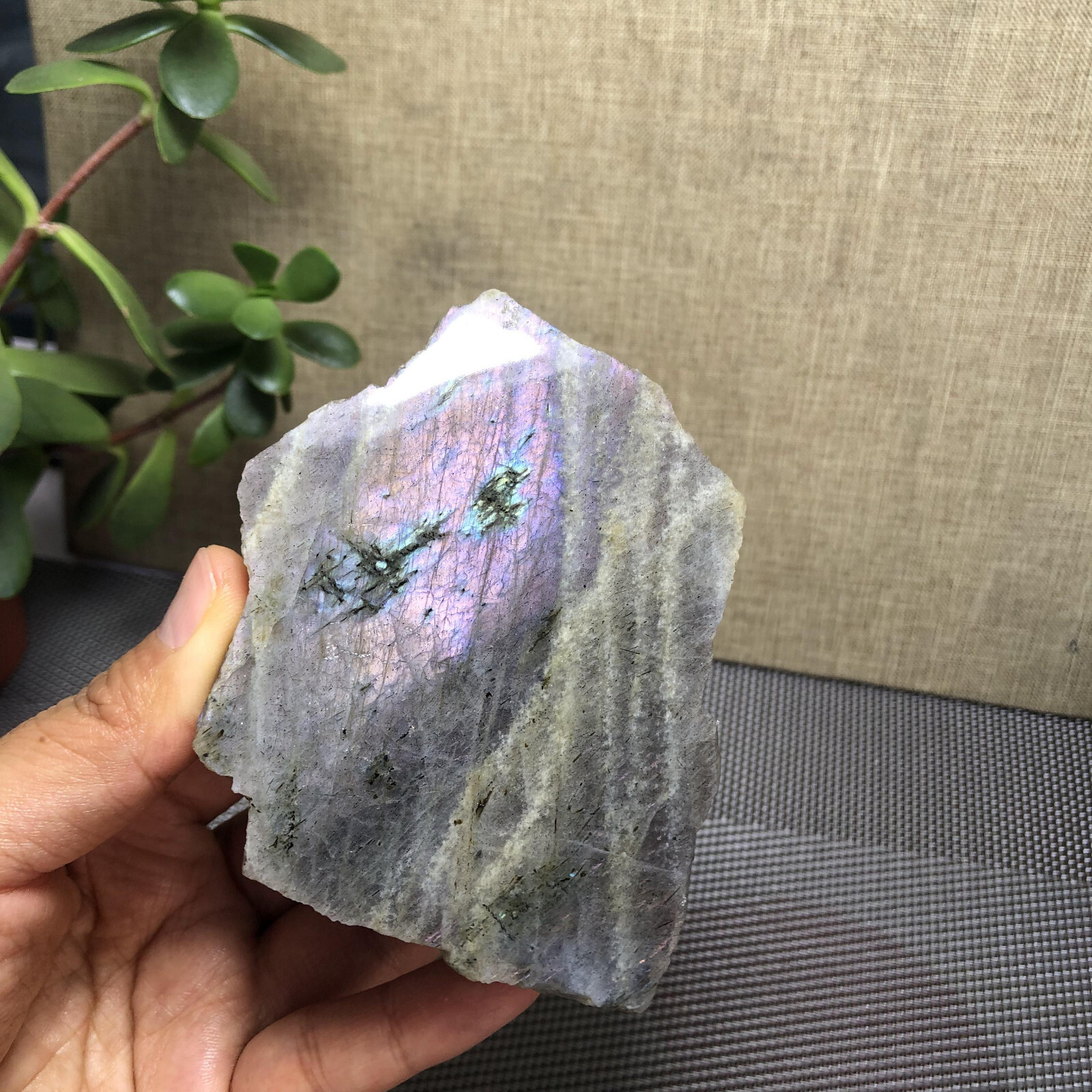 88mm Natural Labradorite Crystal gemstone rough Mineral Specimen 286g A1505