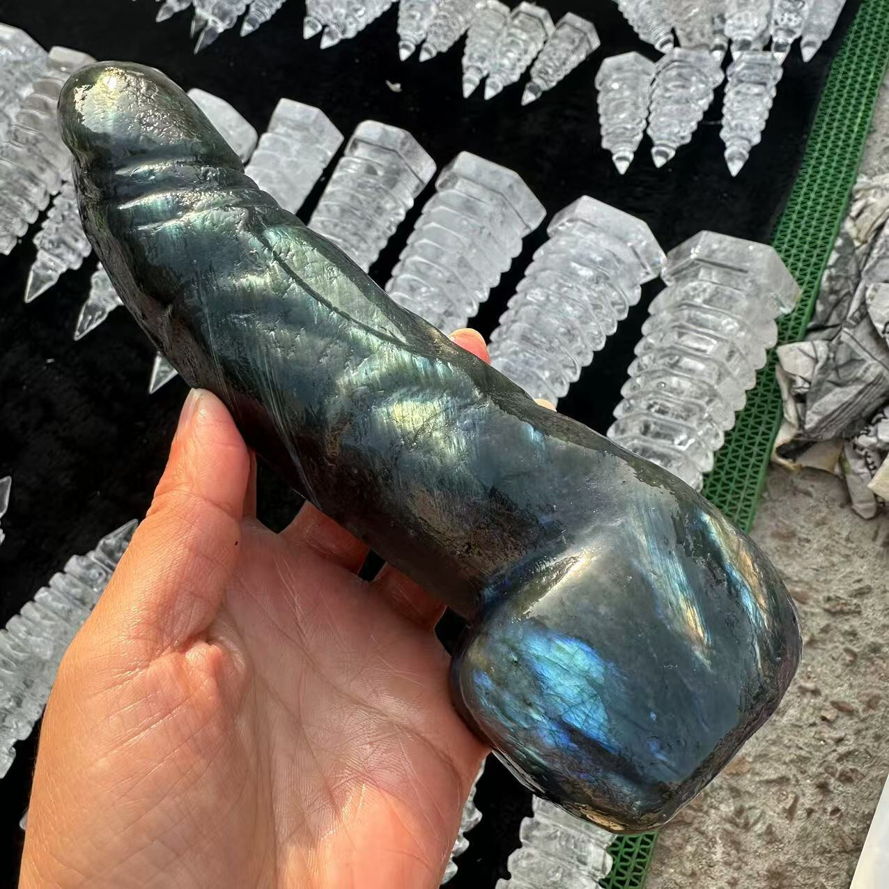 20mm Natural labradorite Carved Penis Skull Crystal Reiki Healing gift