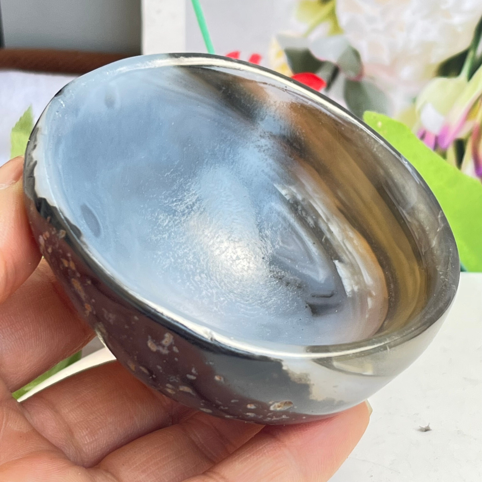 184 TOP Rare Natural Agate ashtray Polished Coin Dish Madagascar MD4