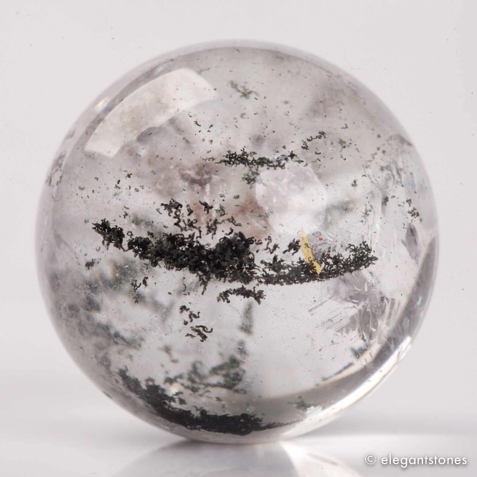54g34mm Natural Garden/Phantom/Ghost/Lodolite Quartz Crystal Sphere Healing Ball