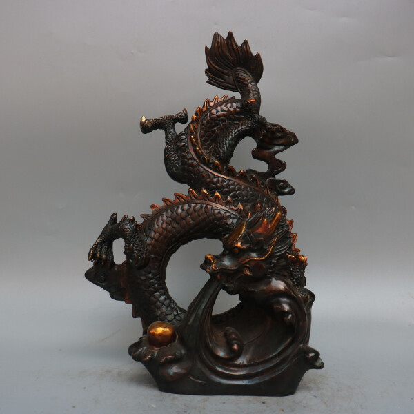 6.42lb Ancient Chinese Handcrafted.Brass Exquisite.Dragon’s play with beads.gift