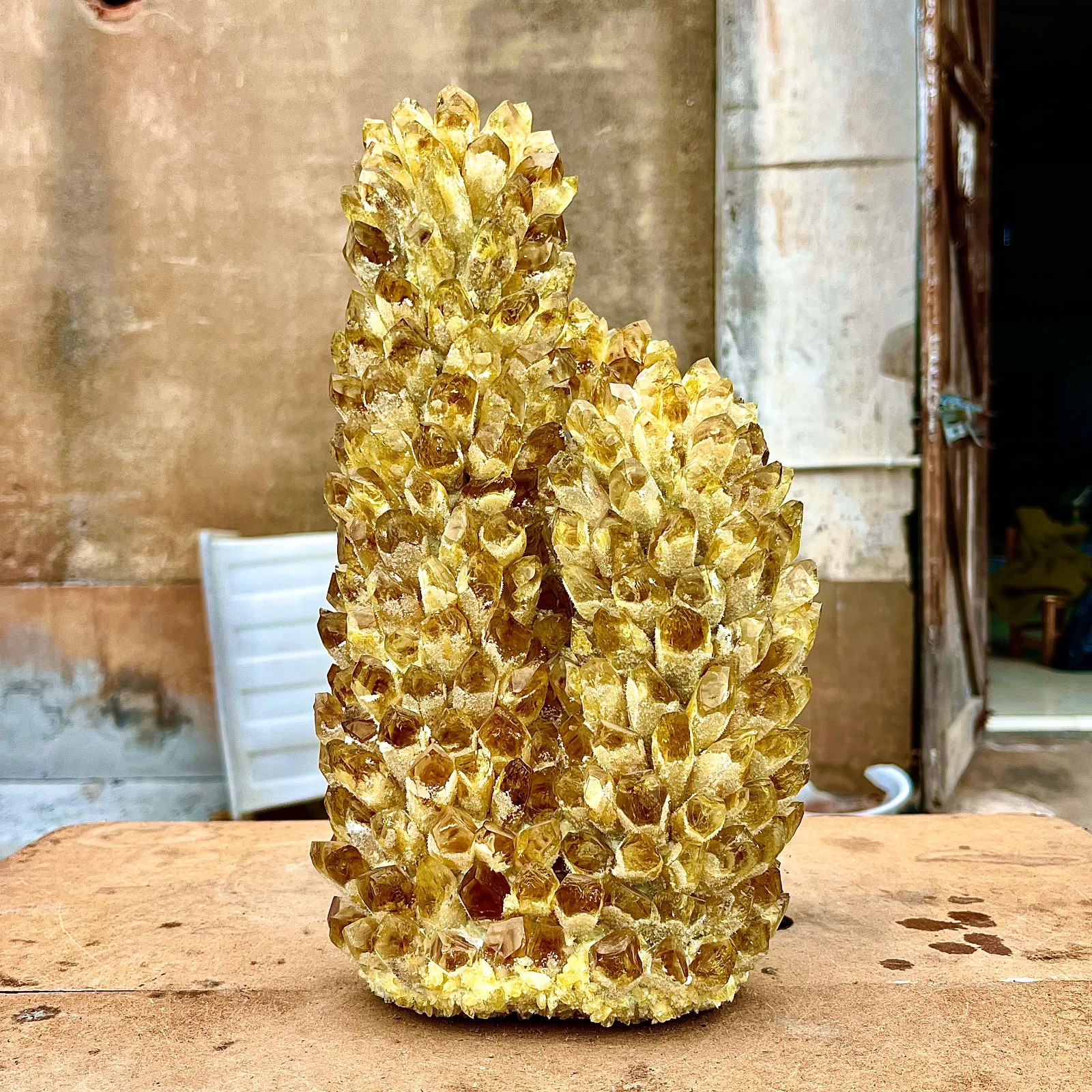 18.88LB Yellow Ghost Phantom Crystal Cluster Flower Raw Crystal Heal Quartz Deco