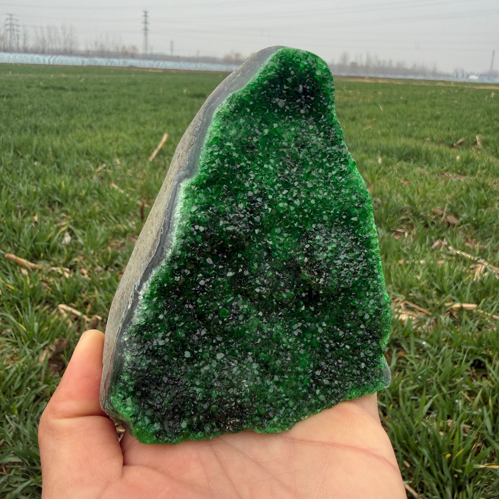 1.3LB Green crystal geode quartz cluster crystal specimen Healing random 1pc