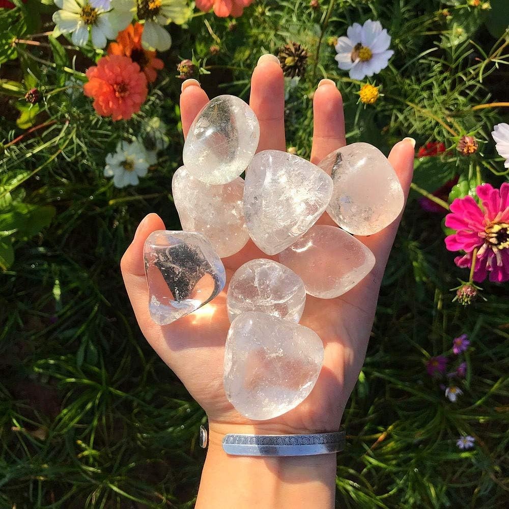 5Pcs Natural Tumbled Clear Quartz Healing Crystal Mineral Specimen Gemstone