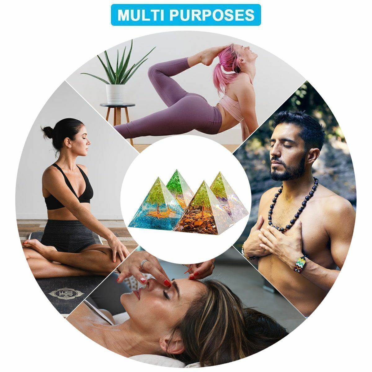 1-2pc Orgone Pyramid Energy Generator Healing Meditation Orgonite Crystal Chakra