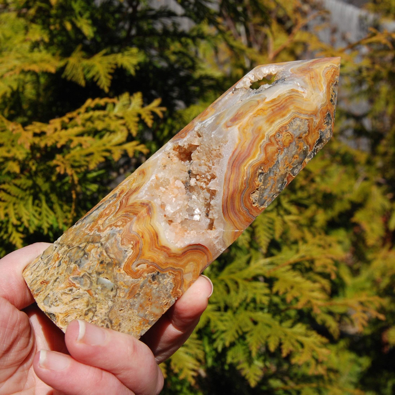 6in 1lb Crazy Lace Agate Crystal Tower, Mexico