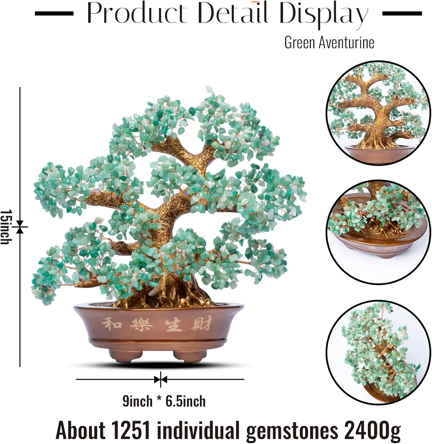 Natural Aventurine (1,251 Gemstone Count) Chakra Crystal Tree with Healing Prope