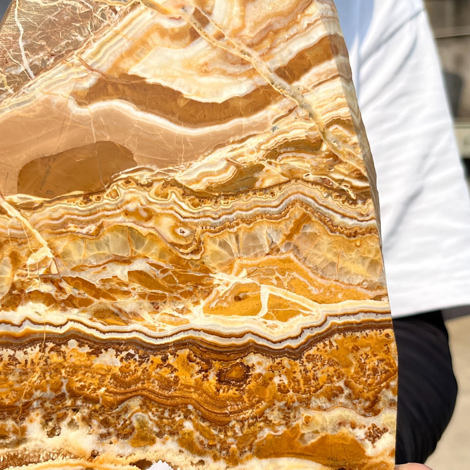 2130g Natural polychrome Banding Calcite Polished Slab Crystal Reiki Healing